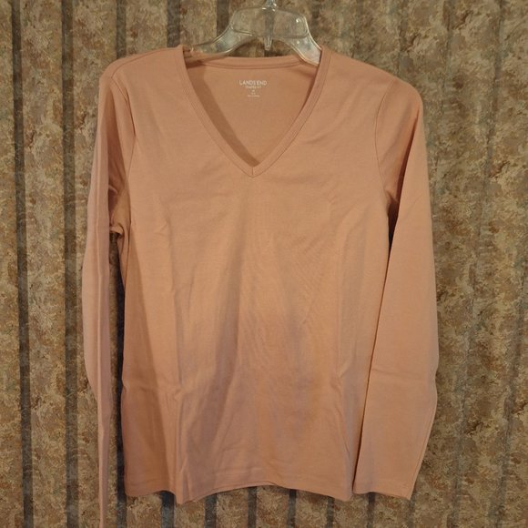 Lands' End Tops - Pale pink l/s v neck tee Land's End size Medium